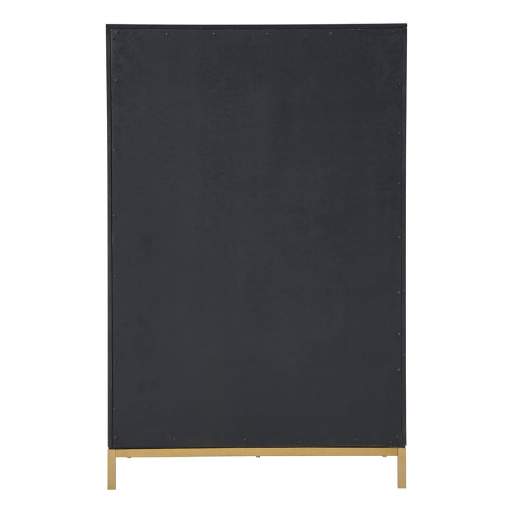 36" Wide 6 - Drawer Chest - Black Finish, Gold Accent