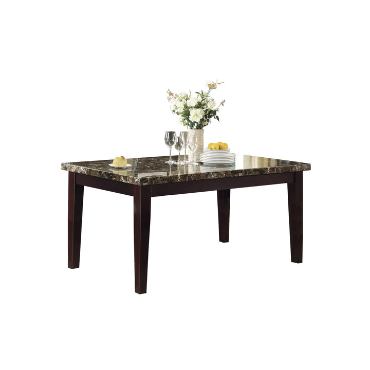 Teague Espresso Finish Dining Table with Faux Marble Top