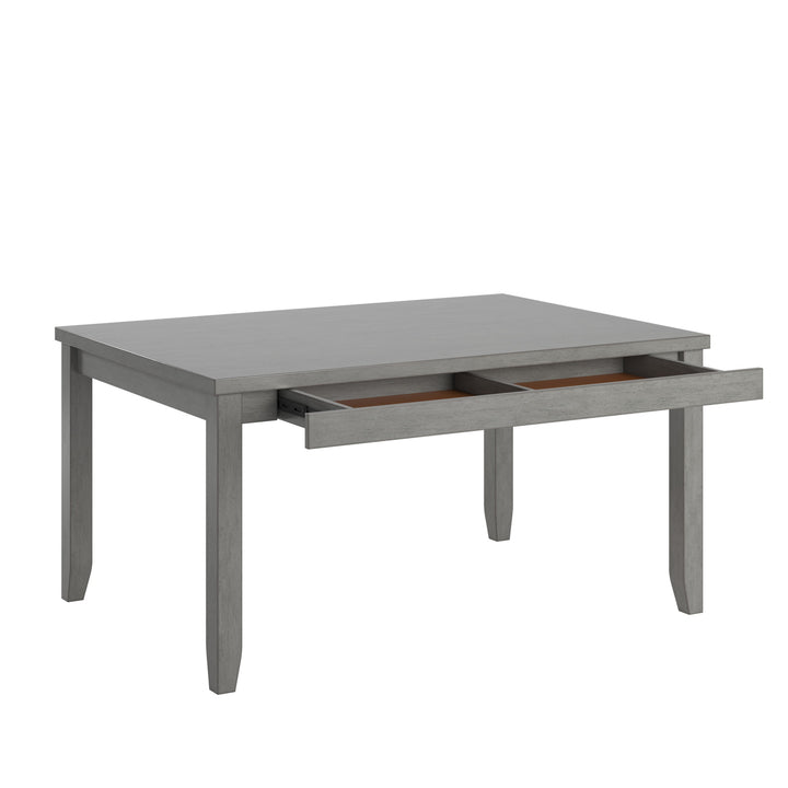 Solid Wood Rectangular Dining Table with Two Drawers - Antique Gray