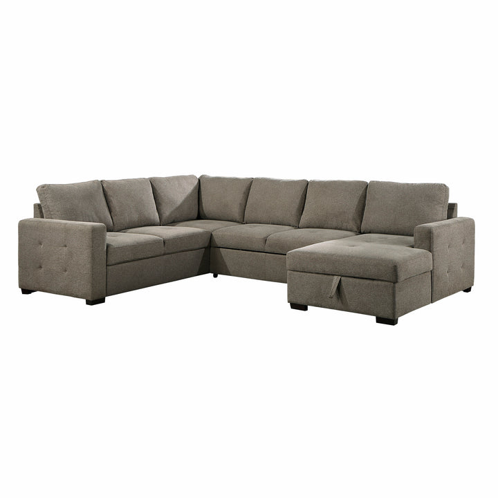 3-Piece Sectional with Pull-out Bed and Left Chaise with Hidden Storage