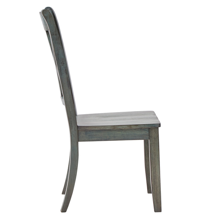 Double X Back Wood Dining Chairs (Set of 2) - Antique Sage Green Finish