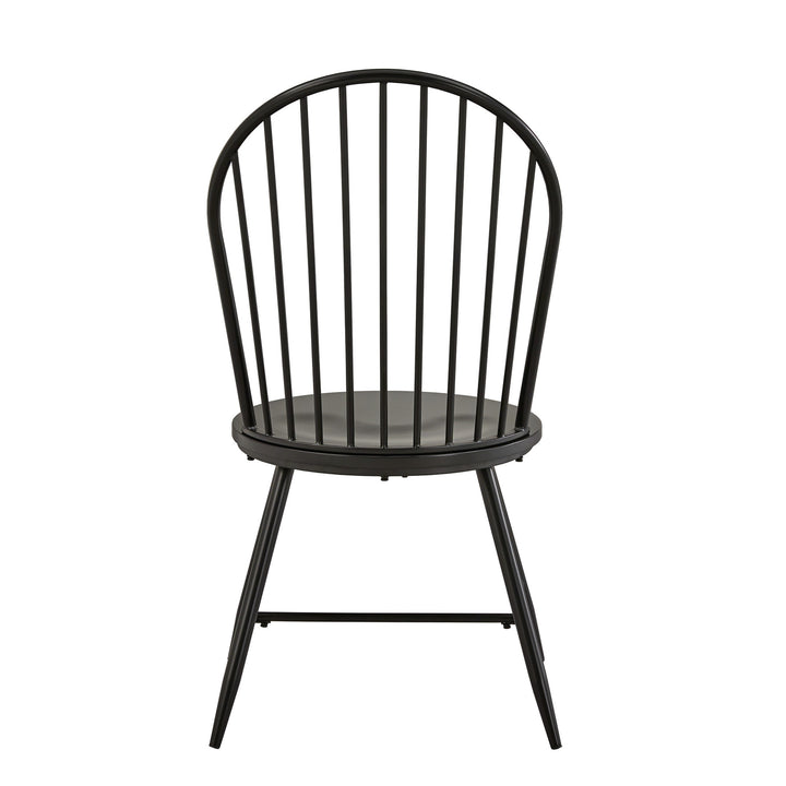 Hoop High Back Windsor Metal Side Chair with Wood Seat (Set of 2) - Black