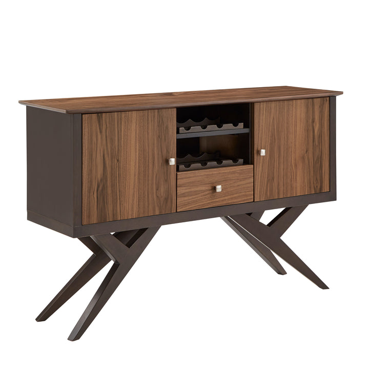 Two-Tone Espresso and Walnut Finish Server