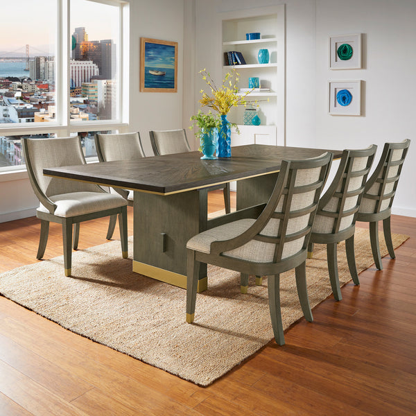 Brown Finish Gold Metal Extendable Dining Set - 7-Piece