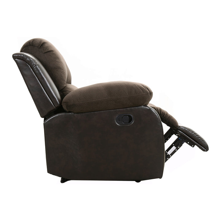 Cranley Chocolate Textured Plush Microfiber & Dark Brown Bi-Cast Vinyl Reclining Chair