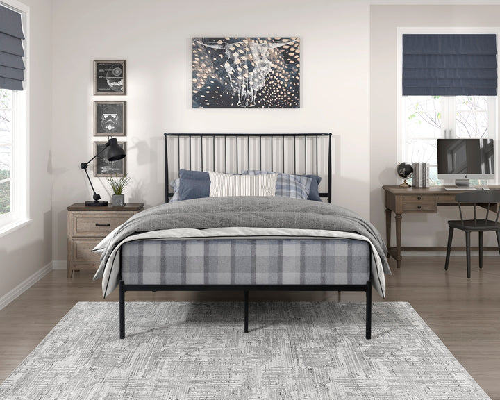 Metal Platform Bed with Curved Metal Headboard - Black Finish, Full (Full Size)