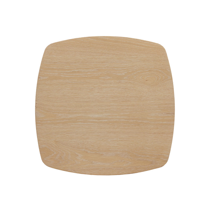 Contemporary Oak-Finished Table with Sturdy Column Base - End Table