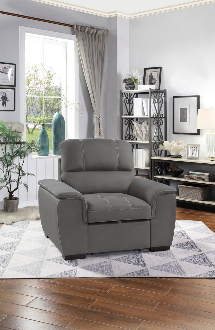 Chair with Pull-Out Ottoman, Grey 100% Polyetser