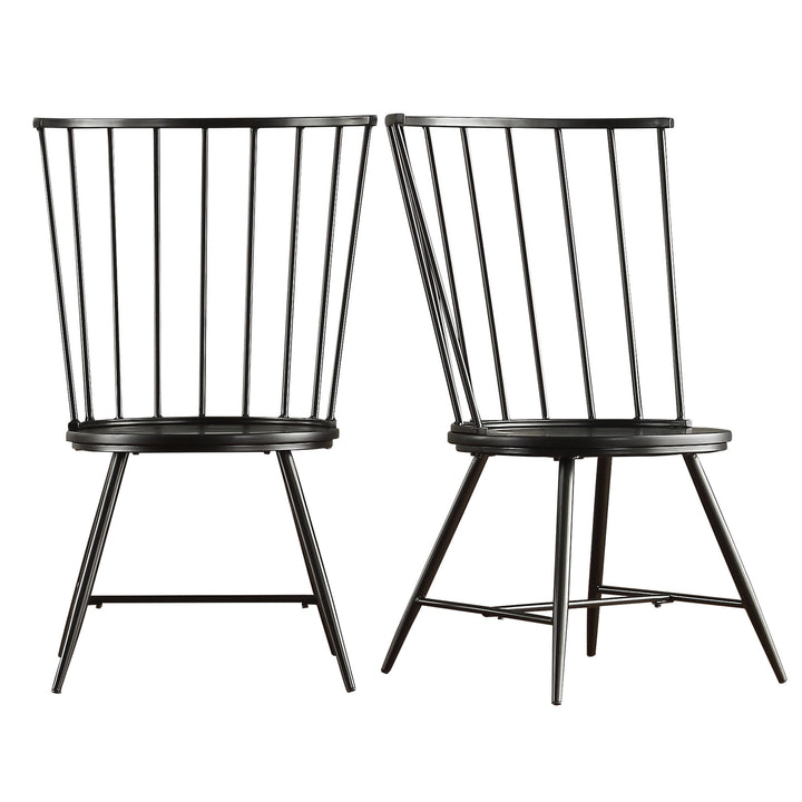 Walnut Finish Round 5-Piece Dining Set - High Back Chairs