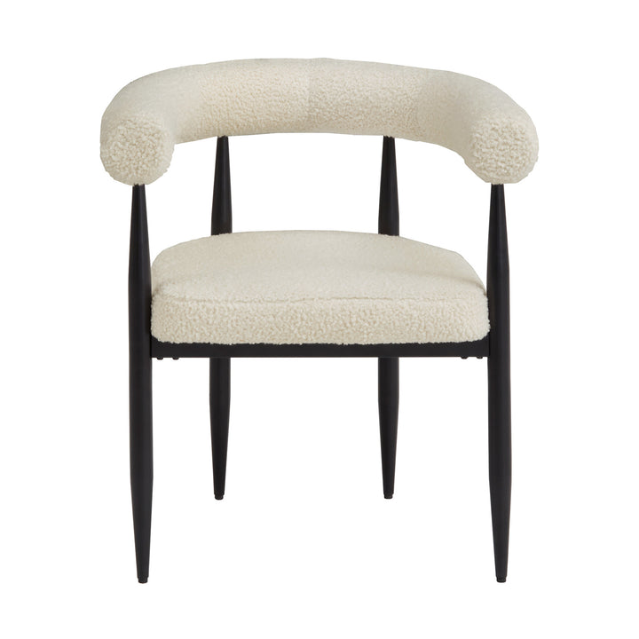 Black Finish Metal Ivory White Boucle Dining Chair (Set of 2)