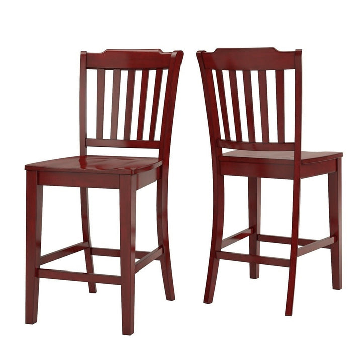 Slat Back Wood Counter Height Chairs (Set of 2) - Antique Berry Finish