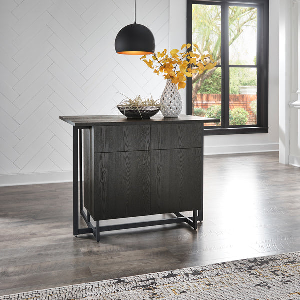 Black Finish 2-door Kitchen Island with Power and USB outlets