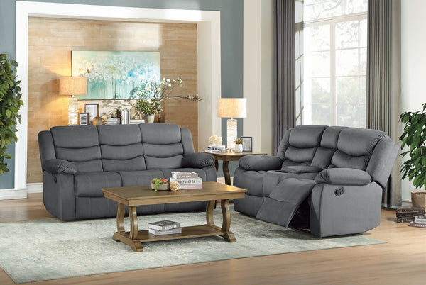 Double Reclining Sofa, Grey 100% Polyester