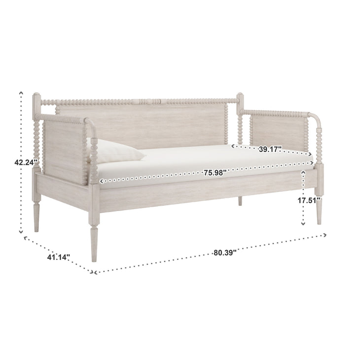 Traditional Beaded Wood Daybed - Antique White, No Trundle