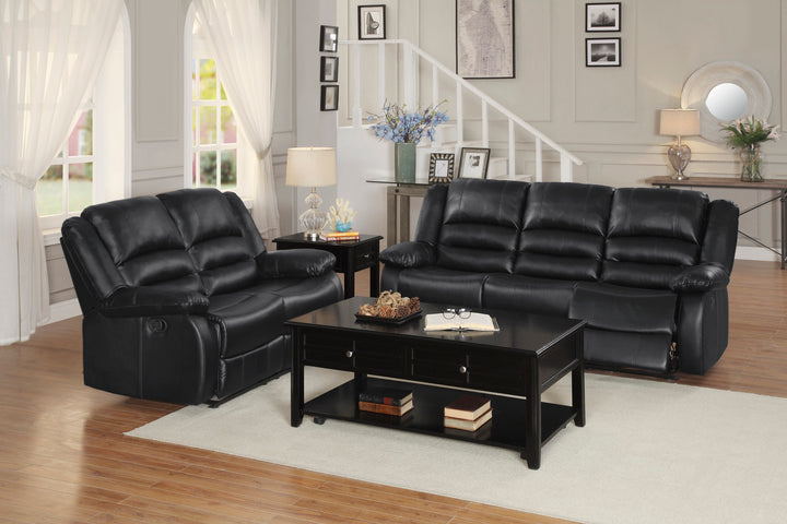 Double Reclining Sofa, Black P/U