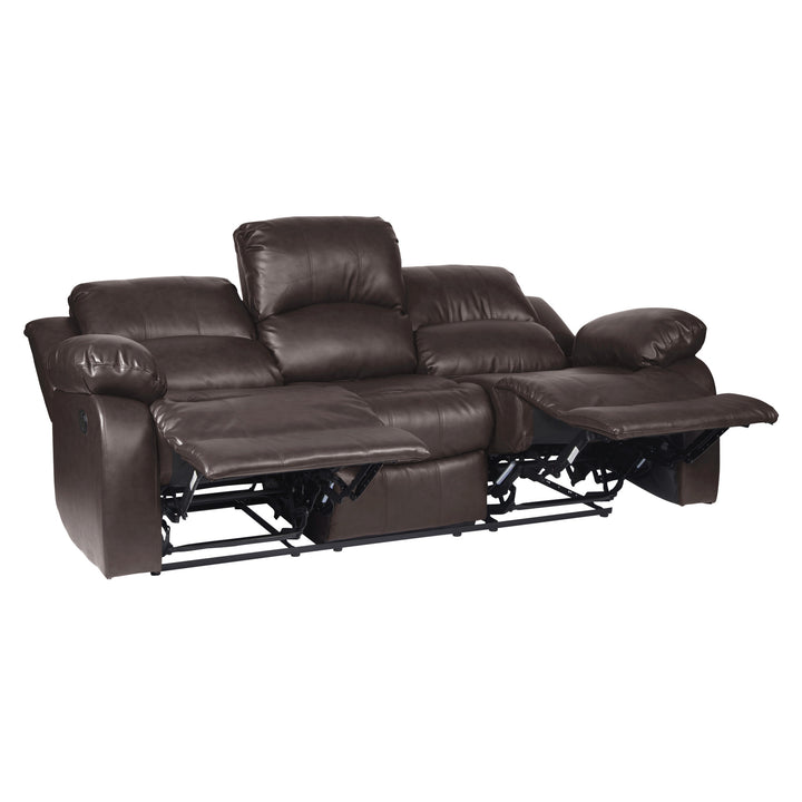 Cranley Brown Bonded Leather Double Reclining Sofa