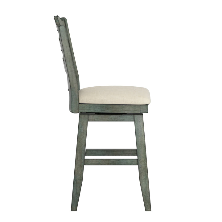 French Ladder Back Counter Height Swivel Stool - Antique Sage Finish