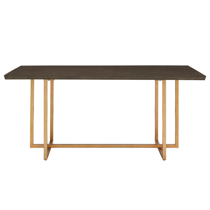 Charcoal Brown and Gold Finish 68-inch Rectangular Dining Table