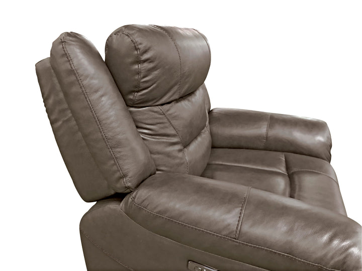 Power Reclining Chair with Power Headrest & Usb Port, Brownish Gray Top Grain Leather Match Pvc