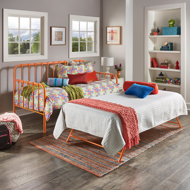 Orange Finish Daybed With Lift-Up Trundle - Orange - Orange