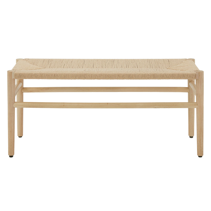 Solid Wood Bench with Weave Rope