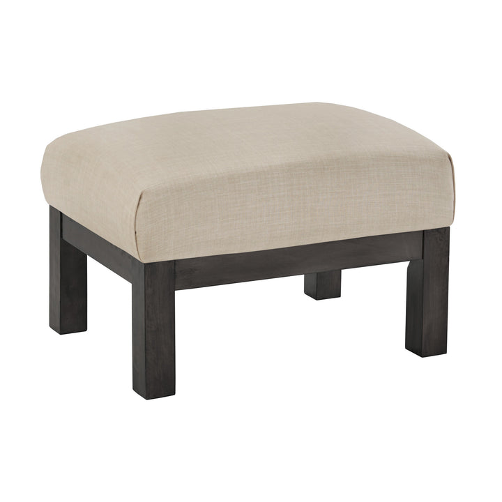 Mission-Style Wood Accent Chair with Ottoman - Beige Linen, Dark Gray Finish