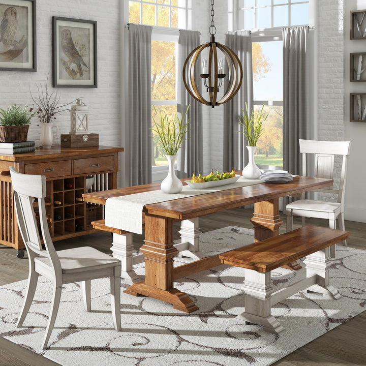 Two-Tone Rectangular Solid Wood Top Dining Table - Oak Finish