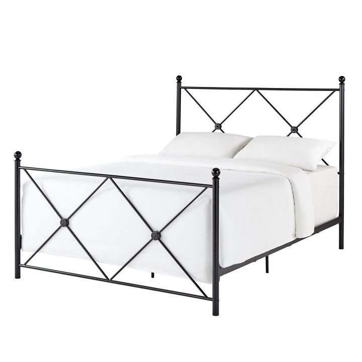 Double X Black Metal Bed - Queen