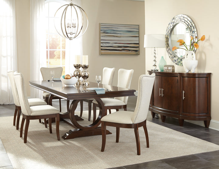 Wood Extendable Trestle Base Dining Table