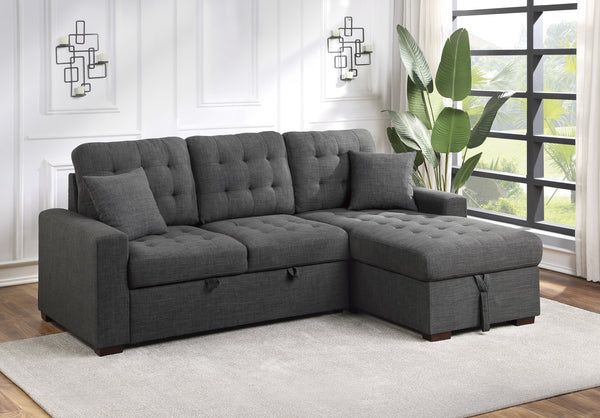 2-Piece Sectional with Pull-out Bed and Right Chaise with Hidden Storage