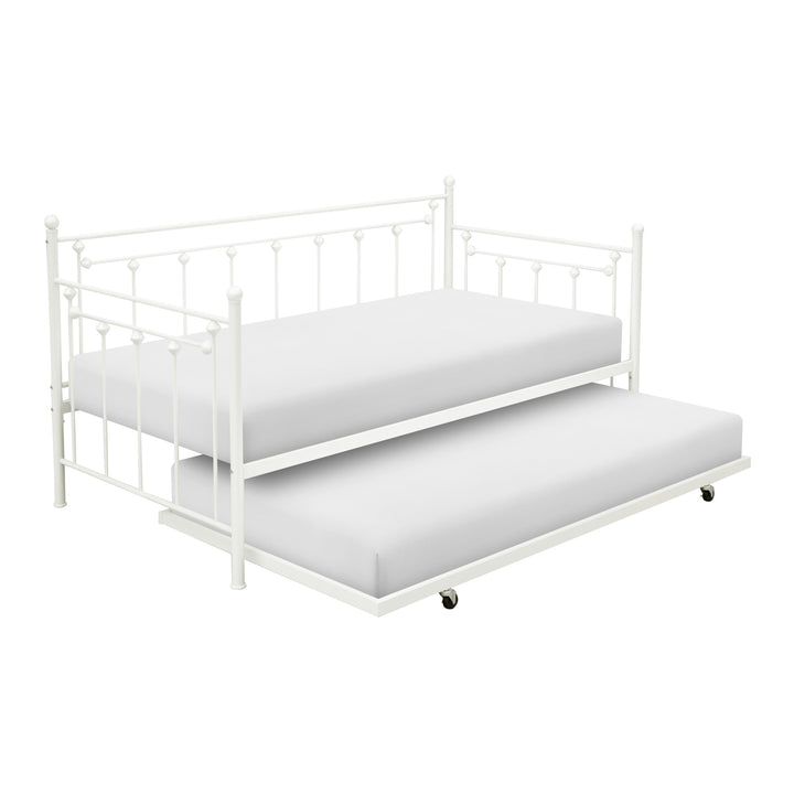 White Powder Coat Finish Daybed with Trundle