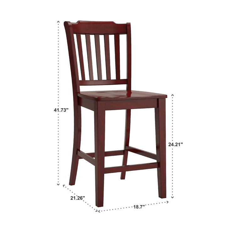Slat Back Wood Counter Height Chairs (Set of 2) - Antique Berry Finish