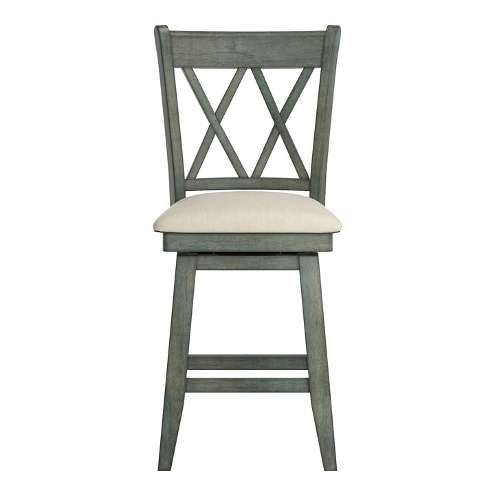 Double X-Back Counter Height Wood Swivel Chair - Antique Sage