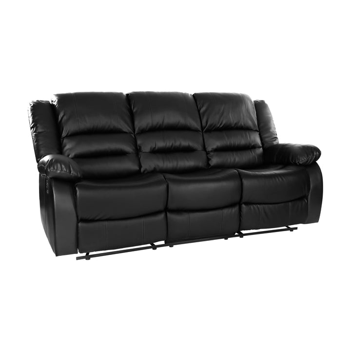 Double Reclining Sofa, Black P/U