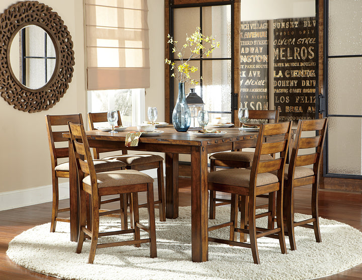 Set Of 2, Ronan Burnished Rustic Finish Fabric Counter Height Chair