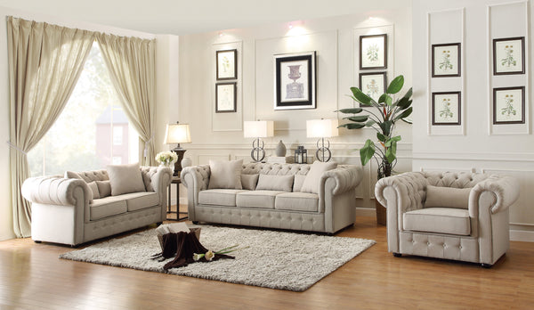 Savonburg Neutral Tone Fabric Loveseat With 4 Pillows
