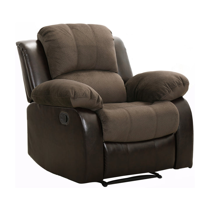 Cranley Chocolate Textured Plush Microfiber & Dark Brown Bi-Cast Vinyl Reclining Chair