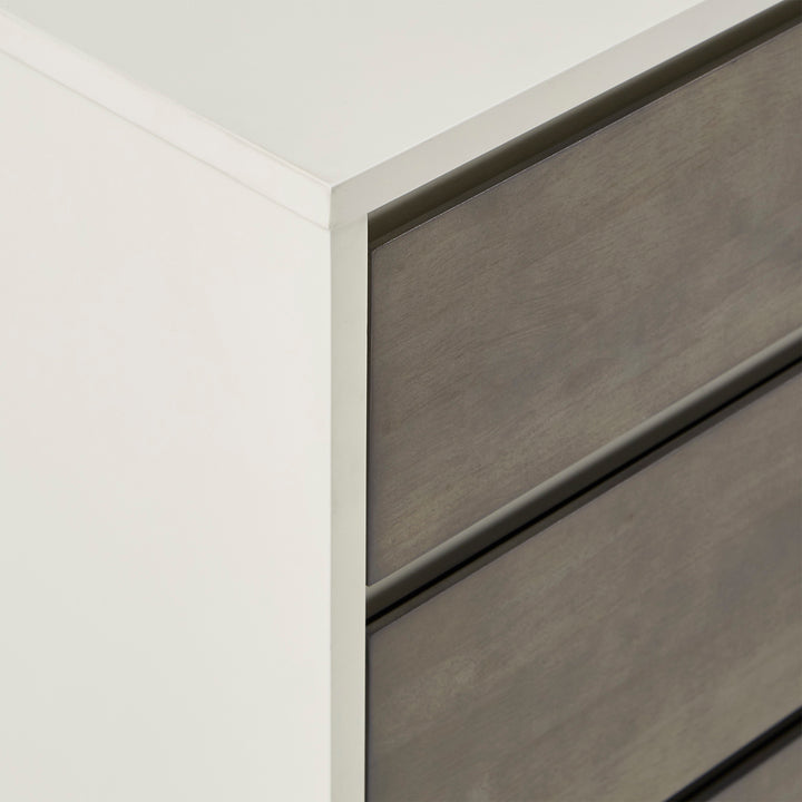 Butter White and Light Charcoal Finish 6-Drawer Dresser