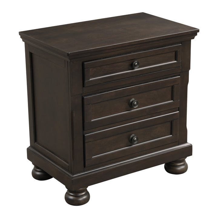 Grey Finish Nightstand with Hidden Drawer
