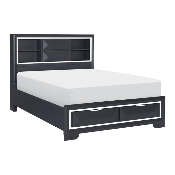King Platform Bed with Footboard Storage