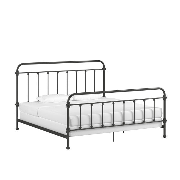 Antique Graceful Victorian Iron Metal Bed - Antique Dark Bronze, King Size (King Size)