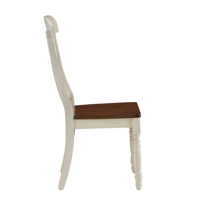 Two-Tone Antique Dining Chairs (Set of 2) - Antique White, Cross Back