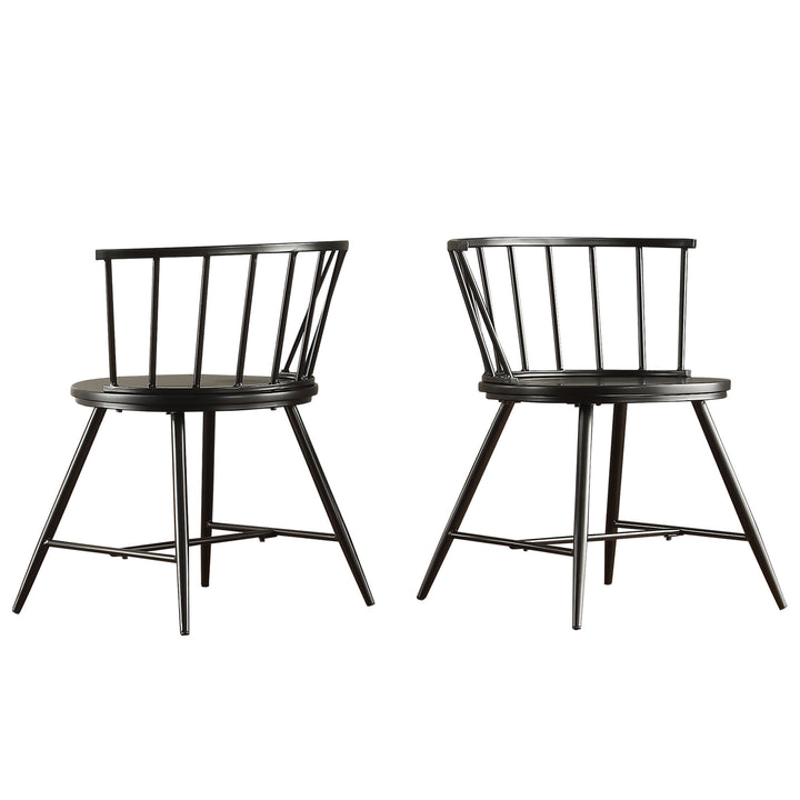 Walnut Finish Round 5-Piece Dining Set - Low Back Chairs