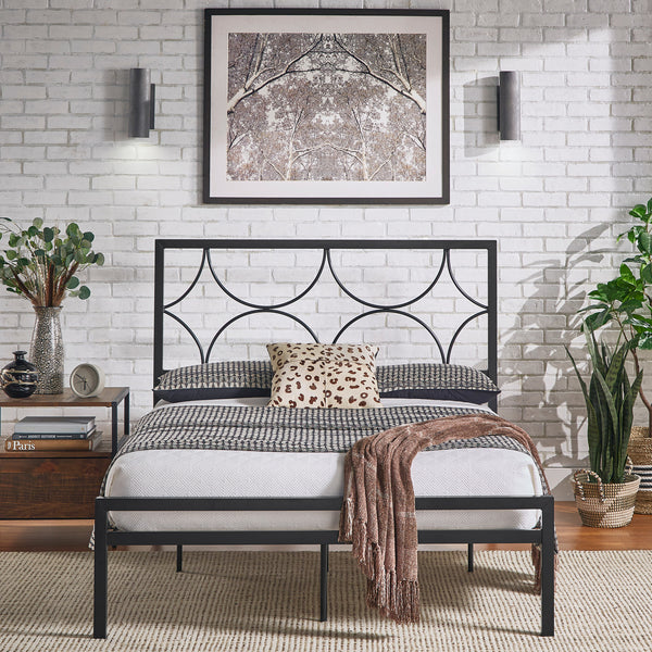Metal Platform Bed with Twinkling Star Headboard - Black, Full