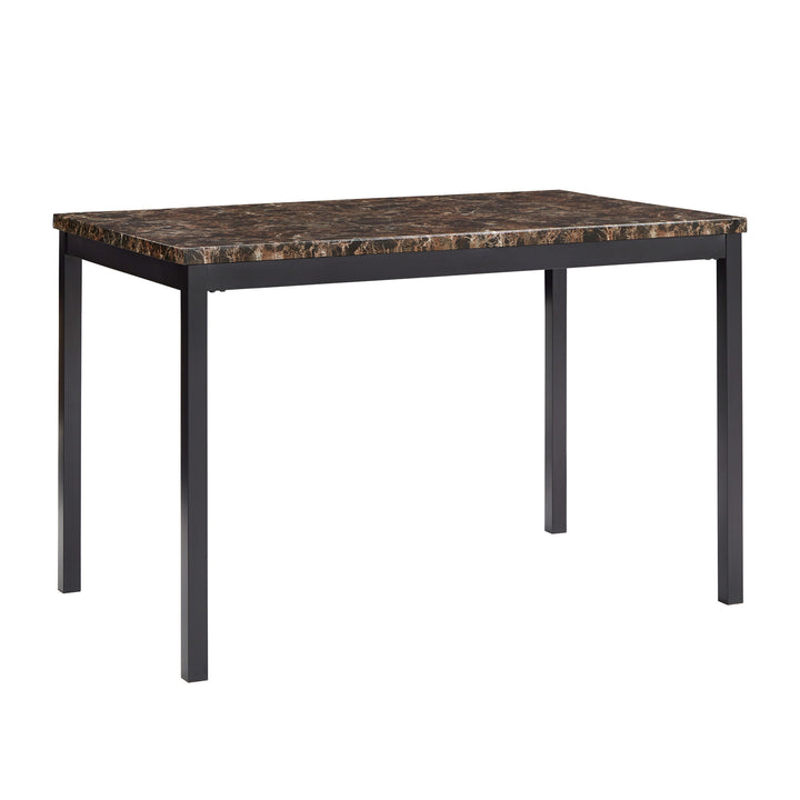 4-Person 48" Wide Faux Marble Top Dining Table - Black Finish with Brown Faux Marble