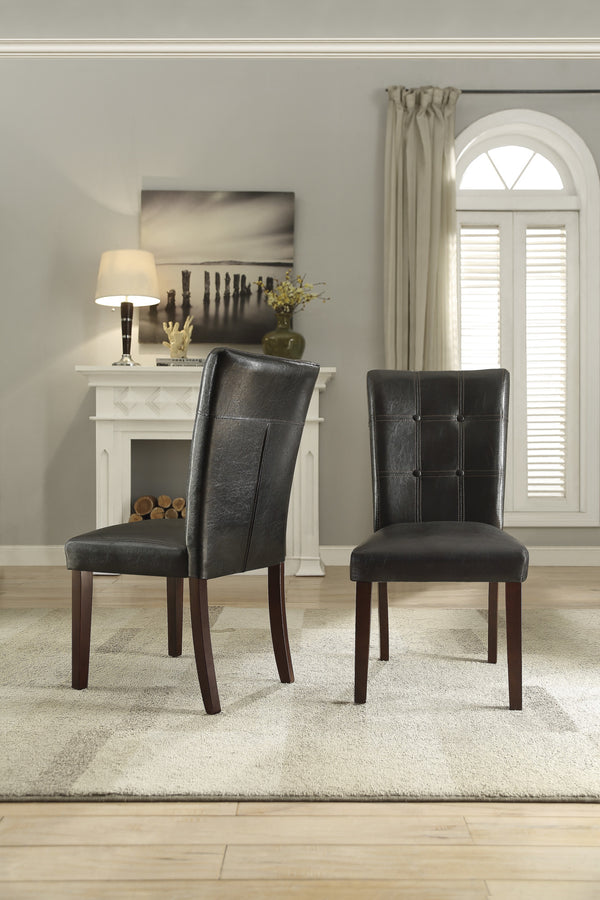 Set Of 2, Decatur Espresso Finish Tufted Side Chair