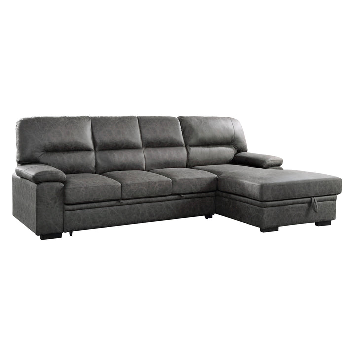 2-Piece Sectional with Pull-out Bed and Chaise with Hidden Storage