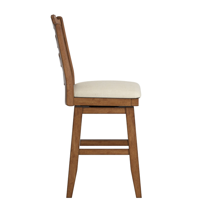 French Ladder Back Counter Height Swivel Stool - Oak Finish