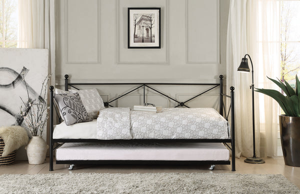 Black Powder Coat Finish Daybed with Trundle
