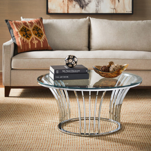  Chrome Finish Table with Glass Top - Coffee Table